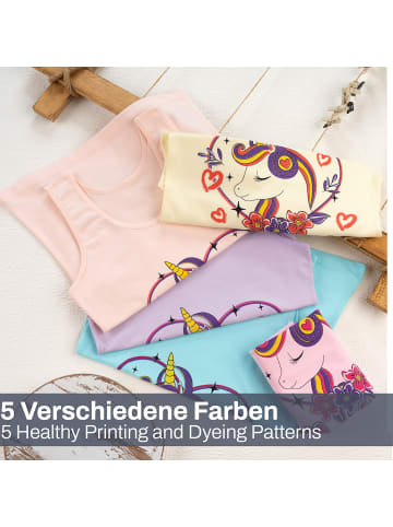 LOREZA 5er Set Unterhemden - Unicorn - Bunt