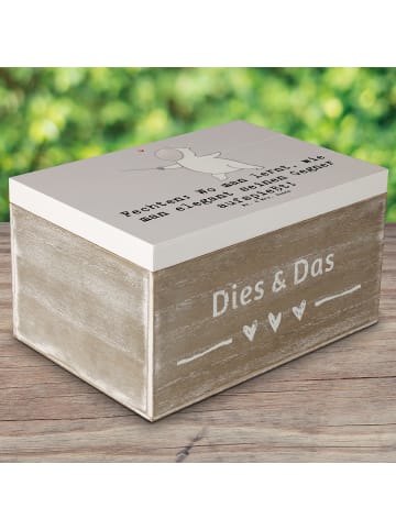Mr. & Mrs. Panda Holzkiste Fechten Eleganz mit Spruch in Grau Pastell