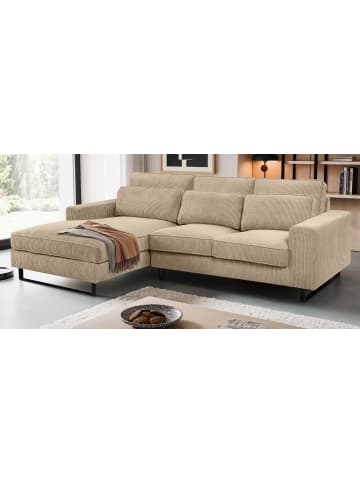 Inn.Furn Sofa beige Cord 276 cm, Ecksofa 4-Sitzer, L-Sofa Ottomane links