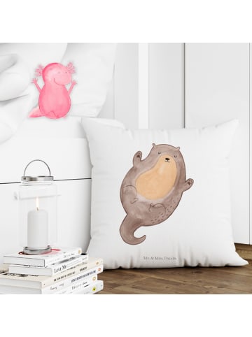 Mr. & Mrs. Panda Deko Kissen Otter Umarmen ohne Spruch in Weiß