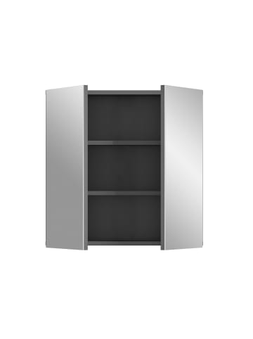 xonox.home Spiegelschrank in grau/grau - (B) 60 x (H) 60 x (T) 15