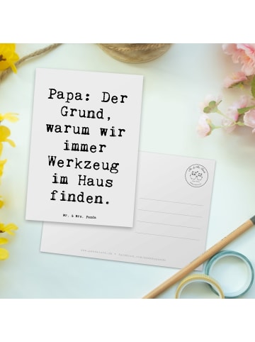 Mr. & Mrs. Panda Postkarte Spruch Papa Werkzeug mit Spruch in Weiß