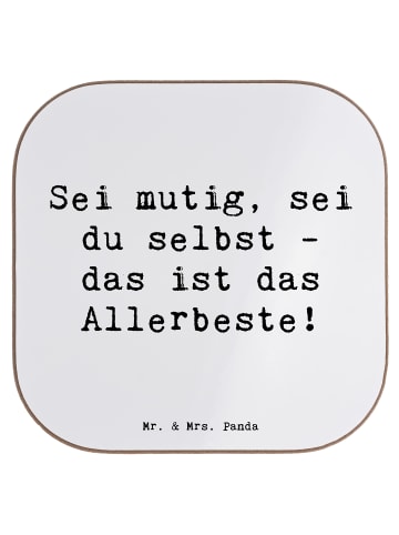 Mr. & Mrs. Panda Glasuntersetzer Spruch Mutig zu sich selbst ste... in Weiß