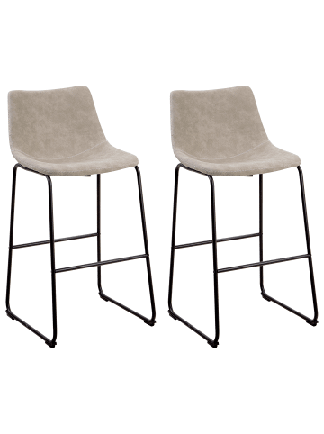 Beliani 2er-Set Barhocker FRANKS in Beige/Schwarz