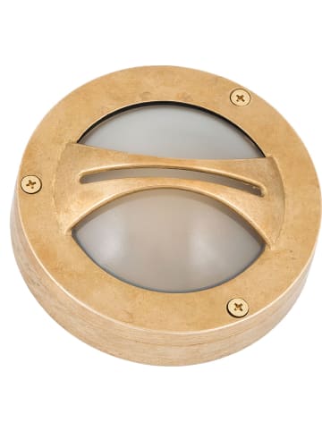 Licht-Erlebnisse Außen Wandlampe Ø 14 x (H)14 cm in Messing Klar/Transparent