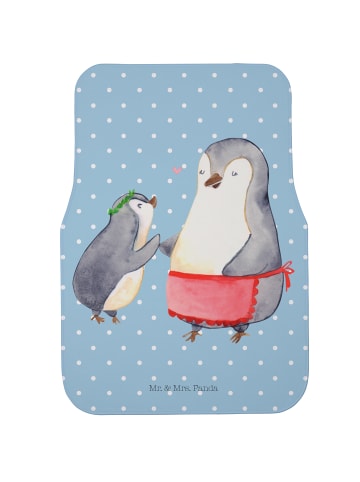 Mr. & Mrs. Panda Auto-Fußmatte Pinguin mit Kind ohne Spruch in Blau Pastell