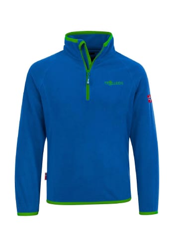 Trollkids Fleece-Pullover "Nordland" in Mittelblau / Grün