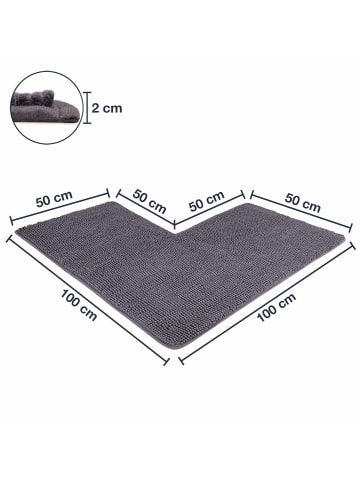 WohnDirect Eckbadematte PARIS in Grau