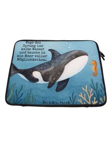 Mr. & Mrs. Panda Laptop Tasche Orca Design mit Spruch in Weiß
