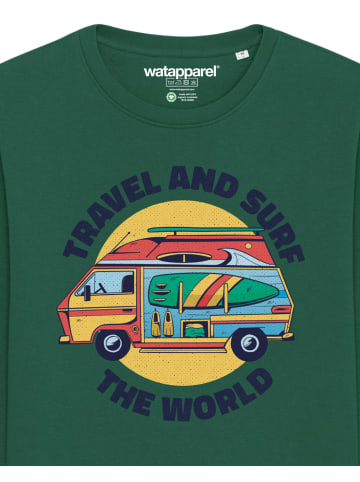 wat? Apparel Sweatshirt Travel and surf in Bottle Green