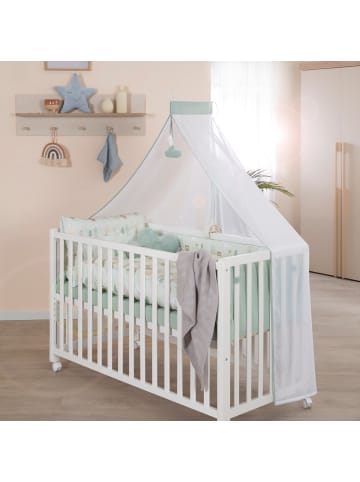 roba roba Room Bed Woodland Buddies weiß/hellgrün inkl. Matratze & Himmel