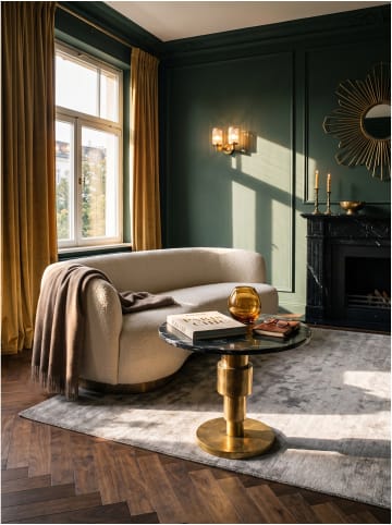 KADIMA DESIGN Couchtisch indischer Marmor, mit Mittelfuß, handgefertigt in Schwarz-Gold