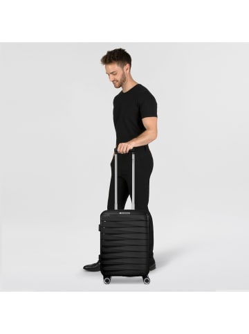 Franky London 4 Rollen Kabinentrolley S 55 cm mit Dehnfalte black