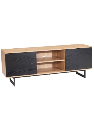 KADIMA DESIGN Lowboard Eiche-Dekor Schwarz 150x55x40 TV-Kommode Modern Design in Braun-Schwarz