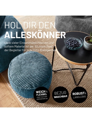 Lumaland Sitzsack-Hocker Pouf rund Cord 50l dunkelblau Blau