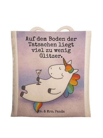 Mr. & Mrs. Panda Tasche Einhorn Blümchentail Design mit Spruch in Weiß