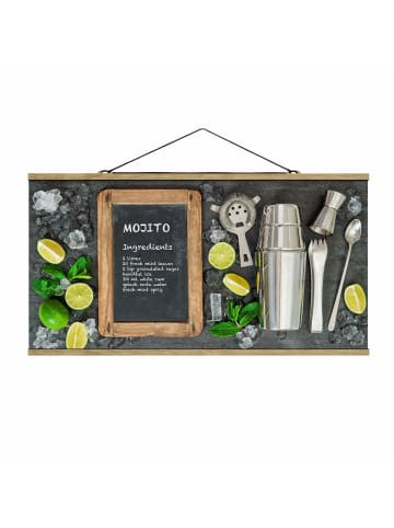 WALLART Stoffbild mit Posterleisten - Mojito Rezept in Grau