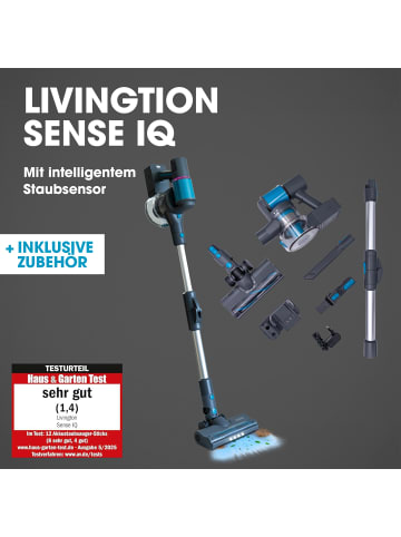 Livington Akku Staubsauger mit Schmutzsensor Sense IQ in Grau