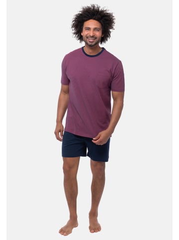Ammann Schlafanzug Night & Home Cotton in Dunkelblau / rot