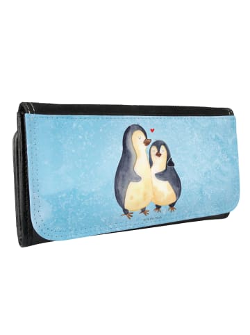 Mr. & Mrs. Panda Portemonnaie für Damen Pinguin umarmen ohne Spruch in Eisblau