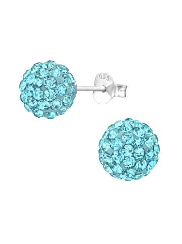 Alexander York Ohrstecker BALL KRISTALL 8 mm I aqua in 925 Sterling Silber, 2-tlg.