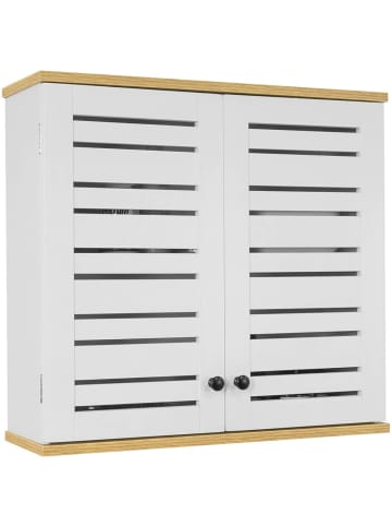 SoBuy Hängeschrank in Weiß und Natur - (B)60 x (H)56 x (T)19cm