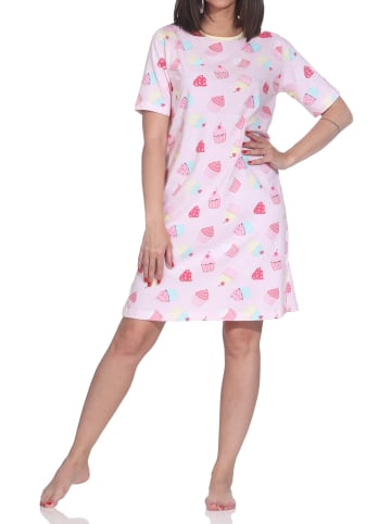 NORMANN Kurzarm Nachthemd Cupcake in Allover