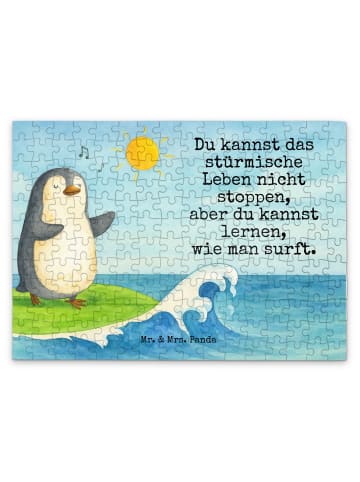 Mr. & Mrs. Panda Puzzle Pinguin Surfer Design mit Spruch in Weiß