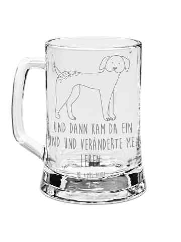 Mr. & Mrs. Panda Gravur Bierkrug Hund Dogge mit Spruch in Transparent