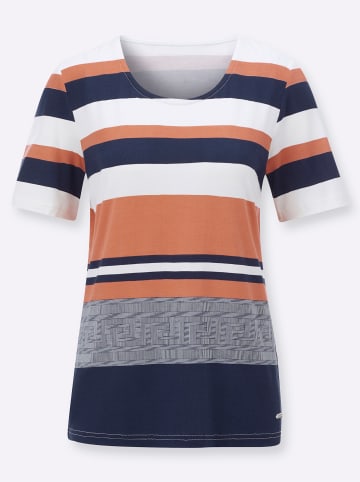 WITT WEIDEN Kurzarmshirt in papaya-marine-bedruckt