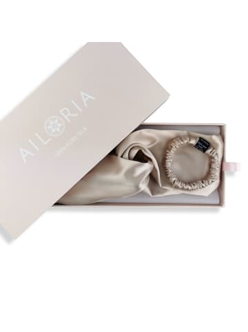 Ailoria SOYEUX & DOUX Set Headband und Scrunchie S aus Seide in beige