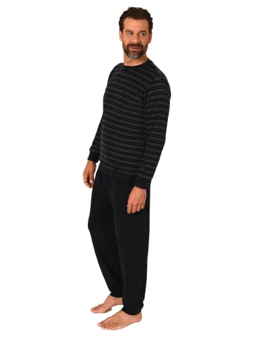 NORMANN langarm Frottee Schlafanzug Pyjama Bündchen - 83313 in anthrazit