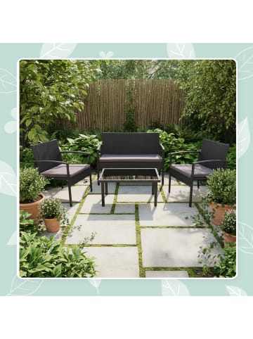 relaxdays 4-tlg. Gartenmöbel-Set in Schwarz
