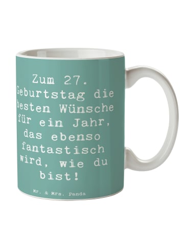 Mr. & Mrs. Panda Tasse Spruch 27. Geburtstag Wünsche mit Spruch in Meeresbrise