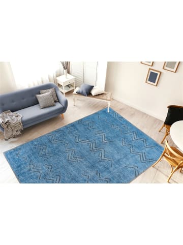 Kayoom Kurzflor Teppich Antique 325 in blau - rechteckig