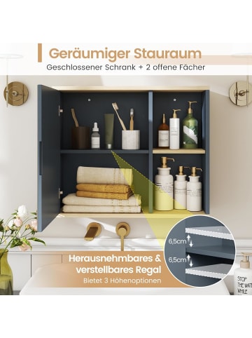 COSTWAY Spiegelschrank Bad hängend 60 x 20 x 50 cm in Grau