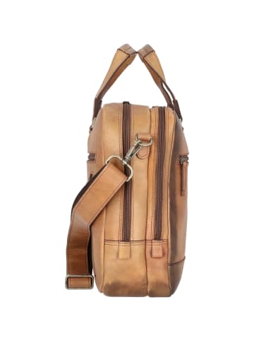 Jost Randers Aktentasche Leder 39 cm Laptopfach in cognac