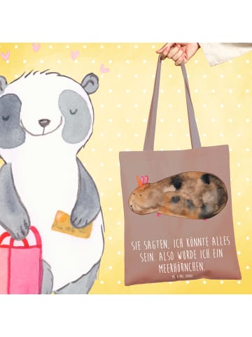 Mr. & Mrs. Panda Schultertasche Einhorn Meerschweinchen mit Spruch in Braun Pastell