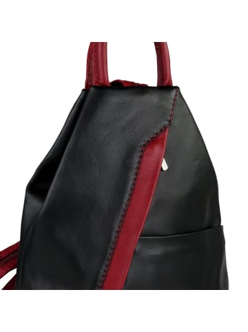 Toscanto Toscanto Cityrucksack, Schultertasche Leder schwarz, rot ca. 26cm