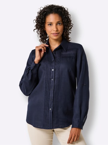 creation L Leinen-Bluse in marine