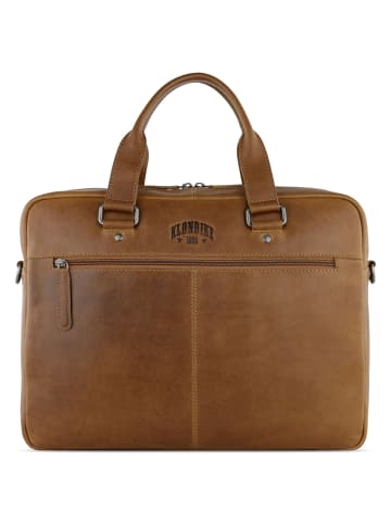 KLONDIKE 1896 Gold Brain Aktentasche Leder 35 cm Laptopfach in cognac