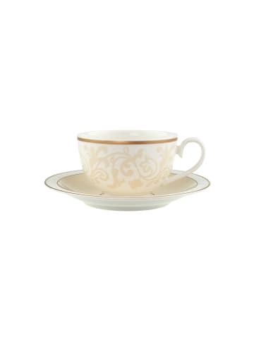 Villeroy & Boch Frühstückstasse mit Untertasse Ivoire in Weiß-Gold 310 ml in weiß-gold