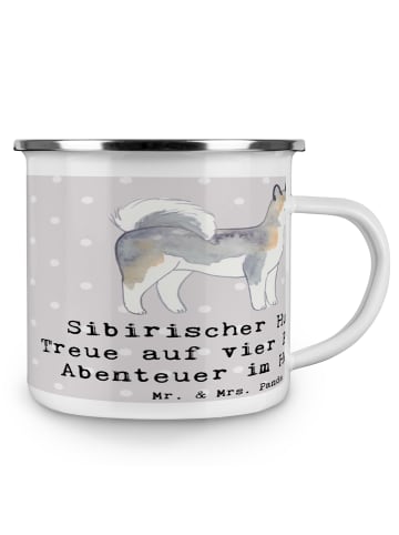 Mr. & Mrs. Panda Teetasse Sibirischer Husky mit Spruch in Grau Pastell