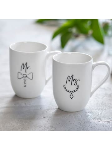 Villeroy & Boch 2er Set Kaffeebecher Mr and Mrs Statement in 280 ml in weiß