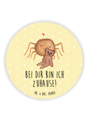 Mr. & Mrs. Panda Rund Magnet Spinne Agathe Teddy mit Spruch in Gelb Pastell