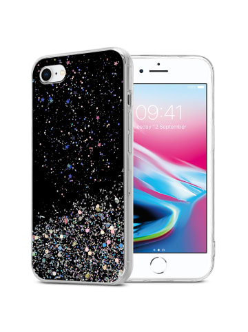 cadorabo Hülle für Apple iPhone 7 / 7S / 8 / SE 2020 Glitter in Schwarz mit Glitter