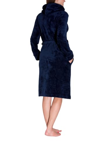 Aquarti Aquarti Damen Bademantel mit Reißverschluss Lang in dunkelblau
