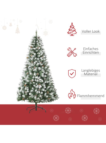 HOMCOM Weihnachtsbaum-85L x 85B x 150H cm-Grün+Weiß