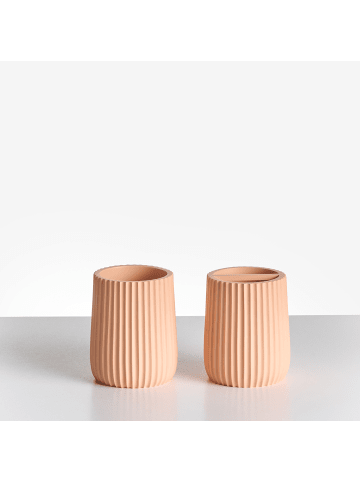 Beliani 5-tlg Badezimmer-Zubehör POZUZO in Orange/Silber