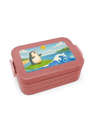 Mr. & Mrs. Panda Bento Box Pinguin Surfer Design ohne Spruch in Rot Pastell